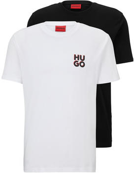 Hugo Zweier-Pack T-Shirts aus Baumwolle mit Stack-Logos --Dimento (hbeu50492550960) Weiß / Schwarz