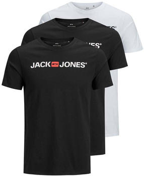 Jack & Jones Corp Logo 3 Pack Short Sleeve T-Shirt (12191330) white/pack 1 black/1 navy blazer/1 white