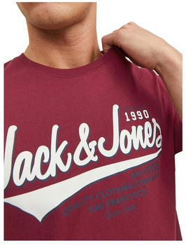 Jack & Jones Logo 2 Col Short Sleeve O Neck T-Shirt (12220500) rhododendron