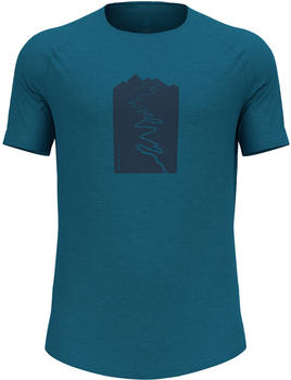 Odlo Ascent Performance Wool 130 T-Shirt mit Trailprint saxony blue melange