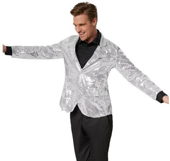 Dress for Fun Pailletten Blazer Sakko 303932 silber