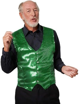 Dress for Fun Pailletten Anzug Weste V-Ausschnitt ärmellos grün 303980