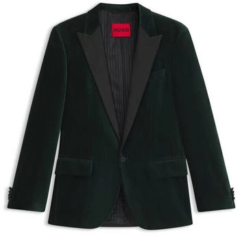HUGO Slim-Fit Smoking-Jackett aus Baumwoll-Samt Style Henry254E1X 50549032 Dunkelgrün