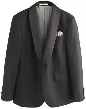 Next Fashion Slim Fit Jacquard Blazer in Tuxedo Design (H1899524) schwarz