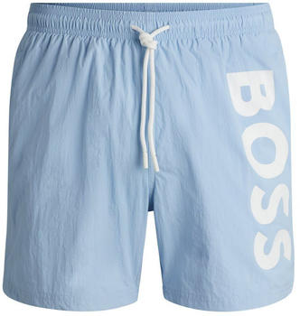 Hugo Boss Badeshorts aus schnell trocknender Popeline mit vertikalem Logo-Print (50515296) blau
