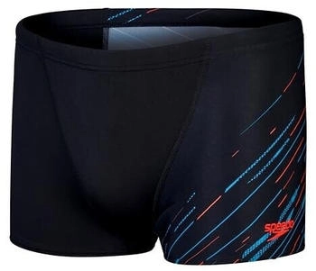 Speedo Hyperboom Aquashort V-Schnitt schwarz picton-blau sirenenrot