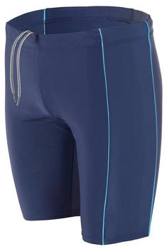 Aquarti Lange Badehose Kontrast-Paspel Dunkelblau blau