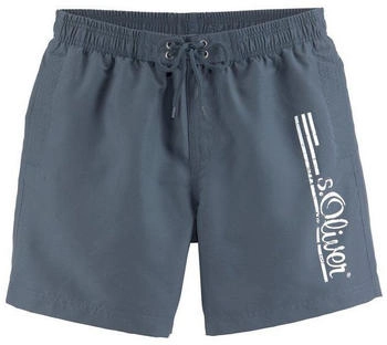 S.Oliver Badeshorts Philip blau Logo-Print Used-Look 2001833