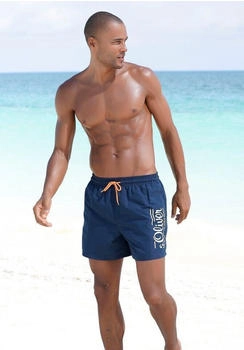 S.Oliver Badeshorts Logodruck blau schwarz