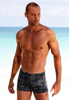 Chiemsee Boxer-Badehose Allovermuster schwarz grau