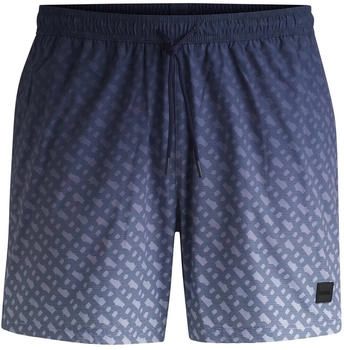 Hugo Boss Badeshorts mit Logo-Aufnäher und Monogramm-Print im Dégradé-Stil - Style Vale_Trunk 50534343 Blau