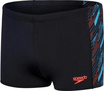 Speedo Hyperboom Panel Aquashort Badehose schwarz picton blau siren rot