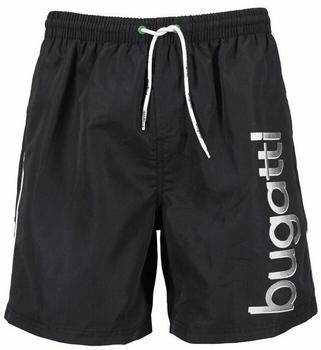 Bugatti Badeshorts Giovanni großem Logoprint auf dem linken Bein schwarz