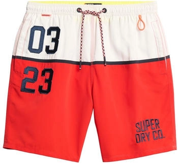 Superdry Badeshorts knallrot schwarz weiß