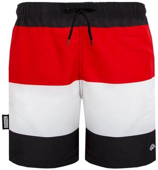 GUGGEN Mountain Badehose Streifen kariert Kordel Gummizug Innenslip schwarz rot