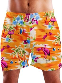 King Kameha Funky Hawaii Schwimm-Hose flamingos orange