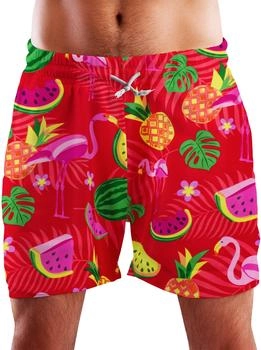 King Kameha Funky Hawaii Schwimm-Hose flamingo melon rot