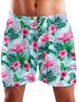 King Kameha Funky Hawaii Schwimm-Hose flamingo weiß pink