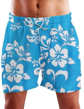 King Kameha Funky Hawaii Schwimm-Hose hibiscus türkis