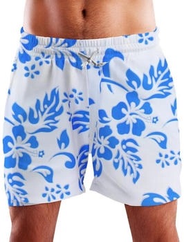 King Kameha Funky Hawaii Schwimm-Hose Hibiscus weiß türkis