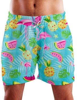 King Kameha Funky Hawaii Schwimm-Hose flamingo melon türkis