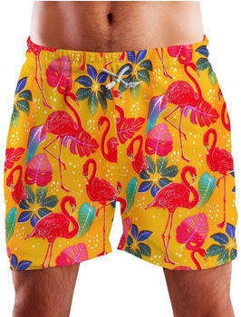 King Kameha Funky Hawaii Schwimm-Hose Flamingos gelb