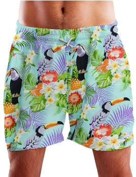 King Kameha Funky Hawaii Schwimm-Hose parrot cockatoo hellblau