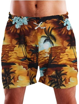 King Kameha Funky Hawaii Schwimm-Hose braun türkis