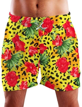 King Kameha Schwimm-Hose Leopard Flowers gelb