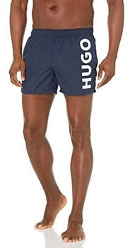 HUGO Vertikalem Logo Badehose dunkelblau weiß