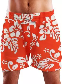 King Kameha Funky Hawaii Schwimm-Hose Hibiscus orange