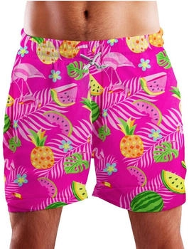 King Kameha Funky Hawaii Schwimm-Shorts Flamingos (L) pink