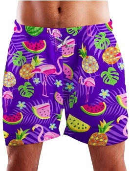 King Kameha Funky Hawaii Schwimm-Shorts Flamingos (L) violett