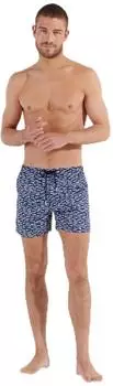 HOM Deauville Badeshorts (402778I0RA) gedruckt mit kleinen bunten fischen, marineblauer hintergrund