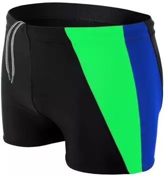 Aquarti Kurze Badehose mit seitlichem Streifen schwarz/kornblumenblau/grün