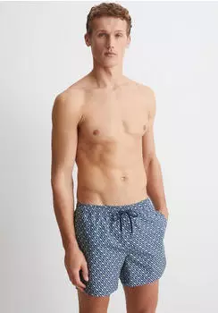 Marc O'Polo Mini Geo Print Badeshorts mit anpassbarem Kordelzug blau/murphy marine print