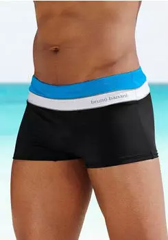 Bruno Banani Boxer-Badehose mit Kontraststreifen (859347) schwarz/türkis/blau/weiß