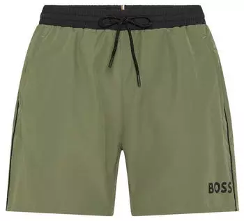 Hugo Boss Schnell trocknende Badeshorts mit Logo-Print Style Starfish 50514429 Grün
