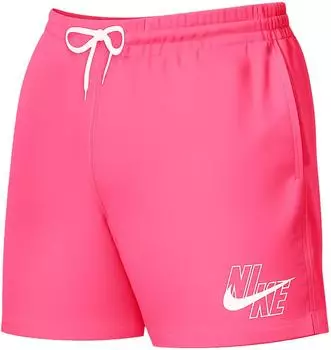 Nike Swim Logo Solid 5" Volley Shorts (NESSA566) pink glow