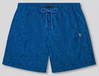Tommy Hilfiger TH Essential Drawstring Mid Length Swim Shorts (UM0UM03811) palm leaf aegean sea