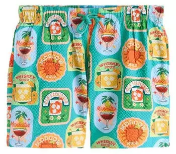 Next Fashion Signature Tailored Fit Badeshorts mit Bund (V2947507) aqua/grün/orange/dunkelrot