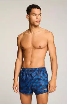 Puma Swim Men Printed Cat Short Shorts mit Gummizug und seitlichen Taschen (32716532) ultra blau combo
