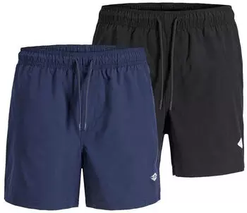 Jack & Jones JPSTMAUI Tropic Solid Swim Shorts 2-Pack schwarz/dunkelblau
