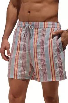 Next Fashion Signature Tailored Fit Badeshorts mit Bund hellblau/pastellgelb/hummer/weiß