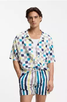 HUGO Badeshorts mit Streifen-Print aus schnell trocknendem Gewebe Style DINO 50561219 Gemustert
