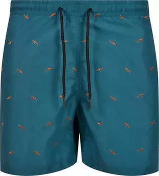 Urban Classics Embroidery Badeshorts shark/teal/toffee
