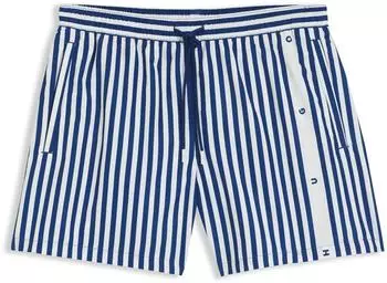 HUGO Gestreifte Badeshorts mit vertikalem Logo - Style COASTA_Swim short 50566616 Blau