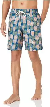 Amazon Essentials Swim Shorts Relaxed Fit Quick-Dry 23cm (S17AE60007) marineblau pfirsich ananasaufdruck