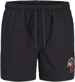 Jack & Jones Swim Shorts mit Logo Print schwarz/maui