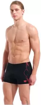 Arena Swim Short Graphic Slim Fit (011186-505) black-bright coral